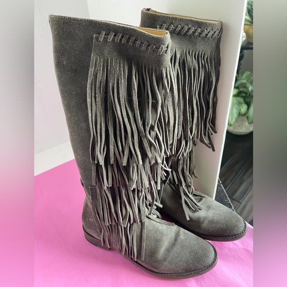 FREE PEOPLE FRINGE LEATHER BOOTS - Picture 2 of 7